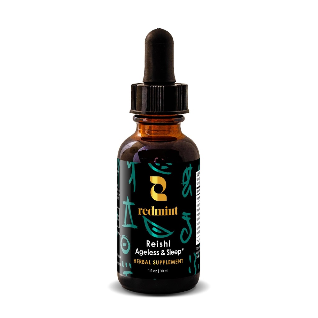 Ageless & Sleep Reishi Mushroom Tincture, USA Made Liquid Drops | Natural TCM-inspired with Dong Quai, Schisandra, Goji & Reishi for Restful Sleep, Relaxation, Immune & Skin Health, 1 fl oz