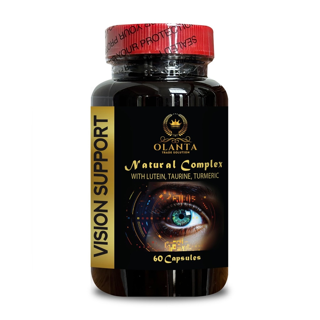 Vision Support Natural Formula - Vision Support Supplement Immunity - Bilberry and Grape Seed Supplement - Taurine Supplements - 1 Bottle 60 Capsule