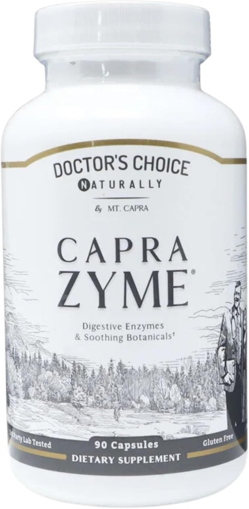 CapraZyme von Mt. Capra | Vegetarische Verdauungsenzymergänzung für Männer und Frauen, Amylase, Lipase, Bromelain, Protease, mit Botanischer Mischung Grapefruit, Ginger und Turmeric | 90 Kapseln