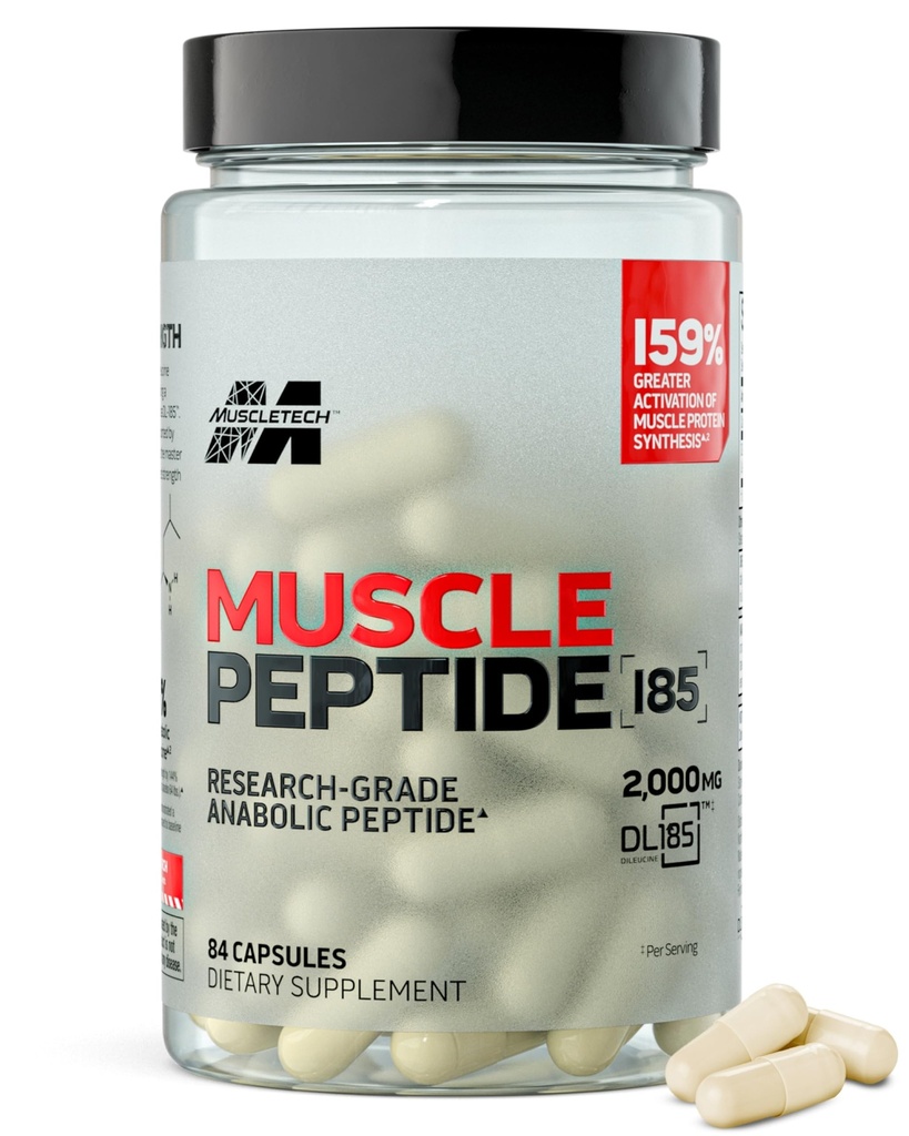 MuscleTech Peptide DL-185, Peptides Pills - Workout Supplement, 84 Capsules | 2000mg Dileucine for Muscle Growth, Repair & Recovery - Boosts Muscle Protein Synthesis