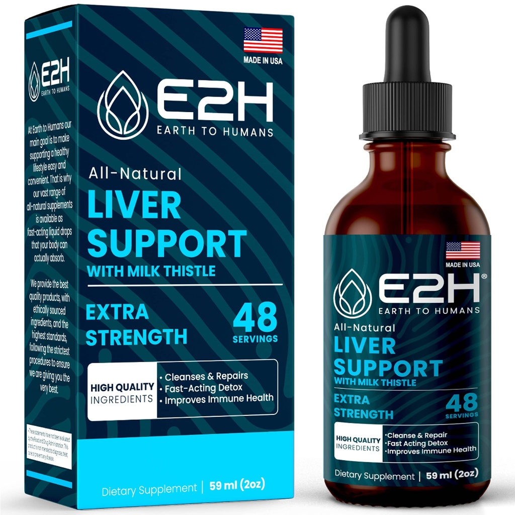 Liver Cleanse Detox & Repair - pflanzliche Leber Unterstützung Milchdistel Supplement - Silymarin Milchdistel Ergänzungen mit Dandelion Root, Chanca Piedra, Turmeric Root & Artichoke Extract - 2 Fl Oz von E2H