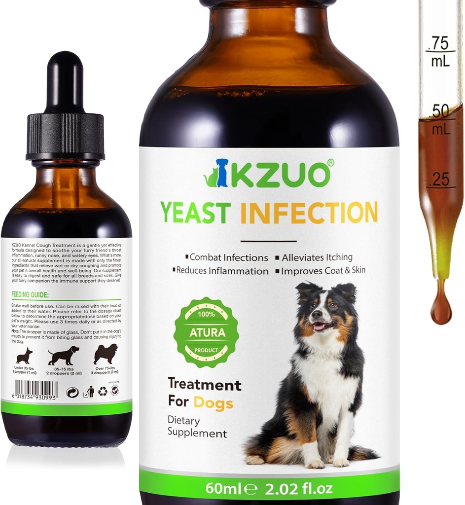 Natürliche Hefe Infektion Behandlung für Hunde - Effektive Hunde Ohr Infektion Behandlung & Allergie Relief, Reduziert Entzündung, lindert Juckreiz, kämpft Infektionen, verbessert Mantel & Haut
