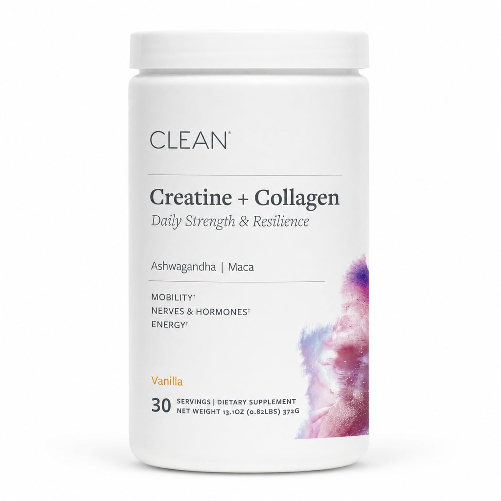 Clean Creatine 5g + Collagen 5g, Muscle & Joint Support, Vanilla 30 Day | Creatine fuels strength, power & muscle recovery while collagen supports joint comfort, skin elasticity & connective tissue