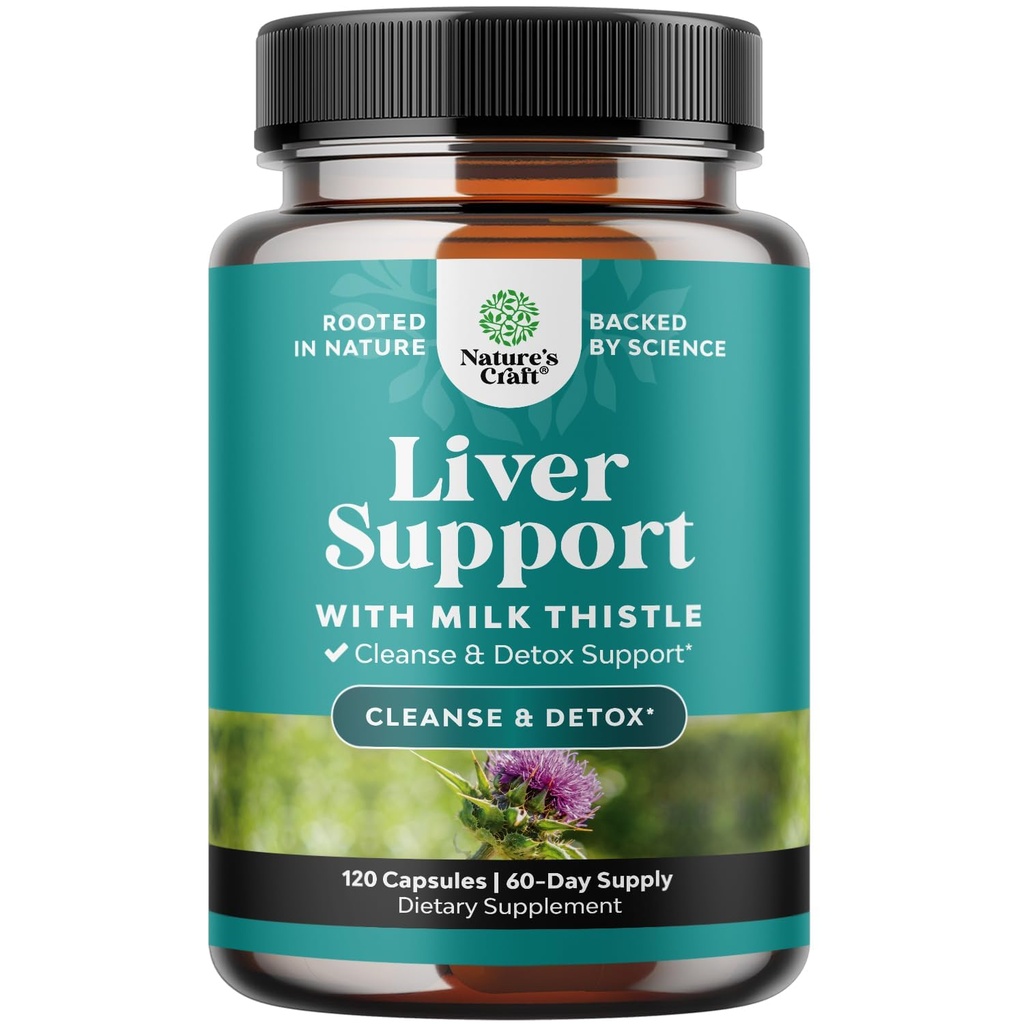 Natures Craft Liver Cleanse Detox & Repair 120 Kapseln - Kräuter Leber Unterstützung Milchdistel Supplement - Silymarin Milchdistel Ergänzungen mit Dandelion Root, Choline, Beetroot & Artichoke Extrakt