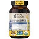 Your Flora Probiotic Family – Non-GMO Probiotics with Fermented Soybean, Banana, & Blueberry for Digestion & Gut Support – Prebiotics, Postbiotics, Digestive Enzymes – Living Alchemy, 60 Capsules