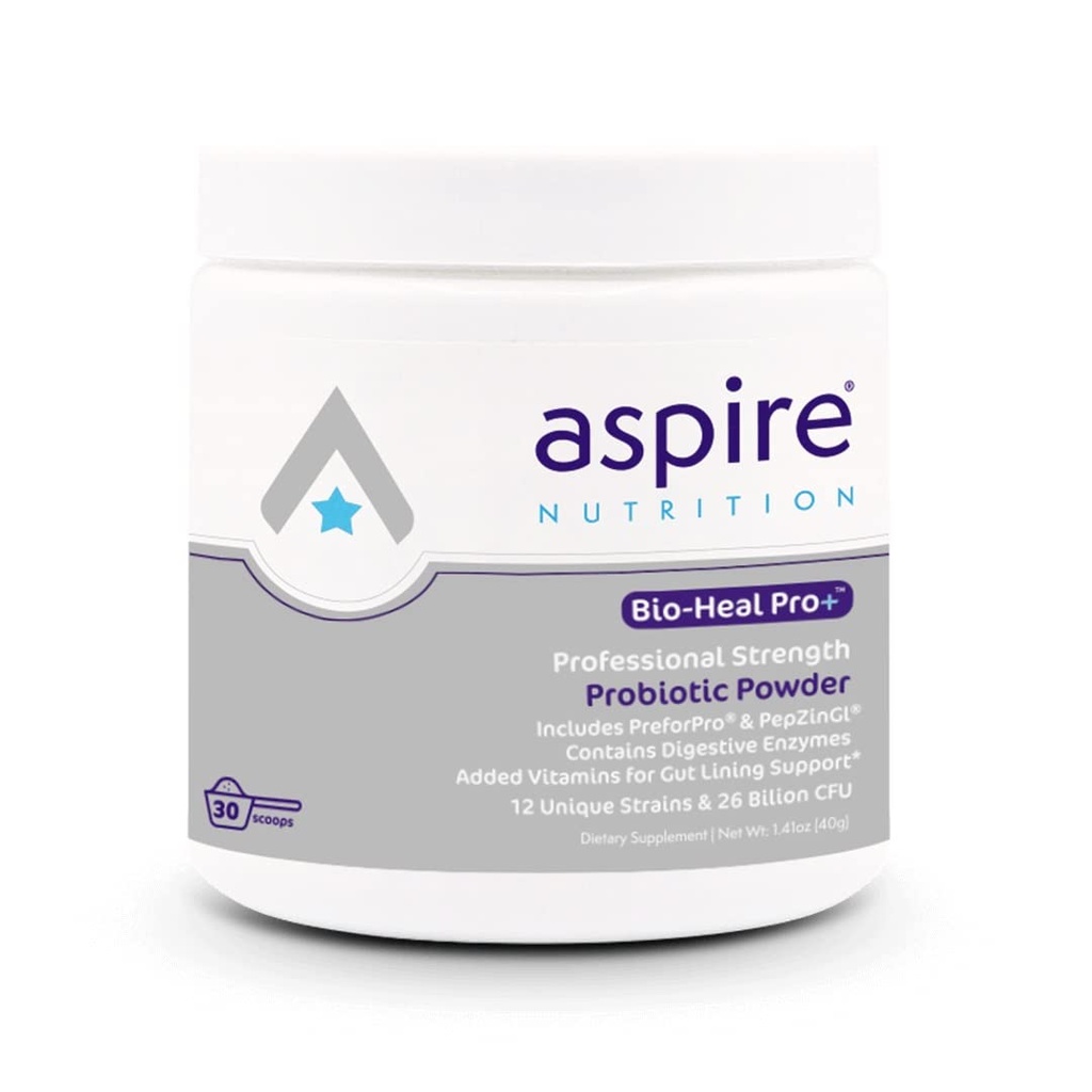 Aspire Nutrition Bio-Heal Pro+ 6-in-1 Probiotic Powder Supplement – Tägliche probiotische Formel für Frauen, Männer und Kinder - 30 Tage Versorgung
