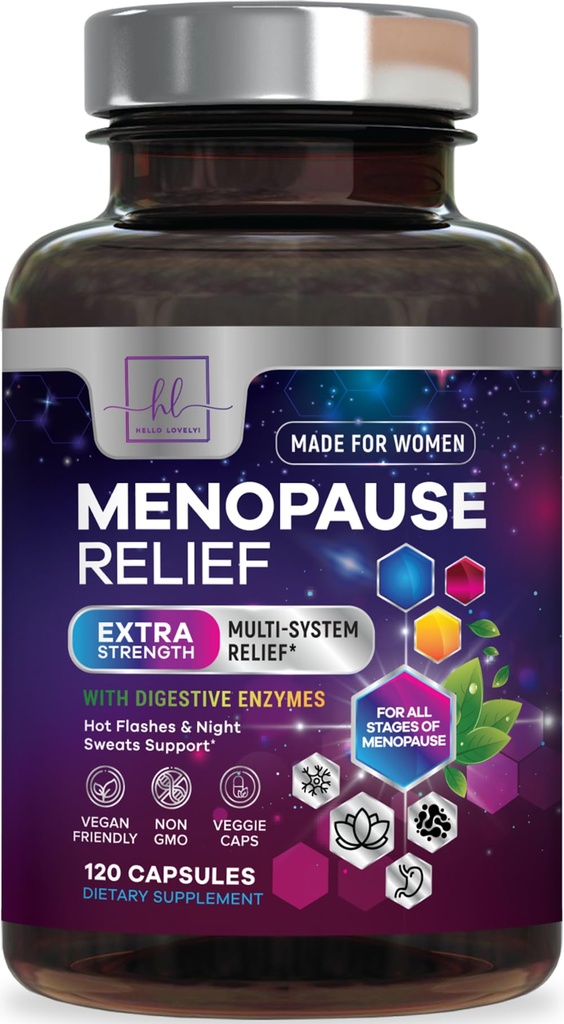 Menopause Ergänzungen für Frauen mit Dong Quai, Chaste Berry, Black Cohosh, 8 Billion CFU Probiotics - Hot Flash Night Sweats & Menopause Relief Probiotic für Vaginal, Digestive Health - 120 Kapseln