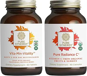 PURE SYNERGY Männer Multivitamin, Stress und Energie essentielles Bundle | Ganzes Essen Multi mit Adaptogenen und Cordyceps | Natürliches Vitamin C Immune Supplement | Vegan, Non-GMO, und organische Inhaltsstoffe