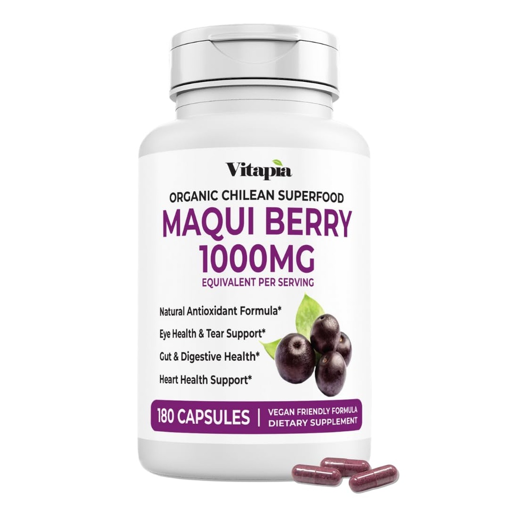 Vitapia Maqui Berry 1000mg - Maqui Berry Powder Supplement - Vegan Friendly, Non-GMO und Gluten-Free - 180 Veggie Kapseln