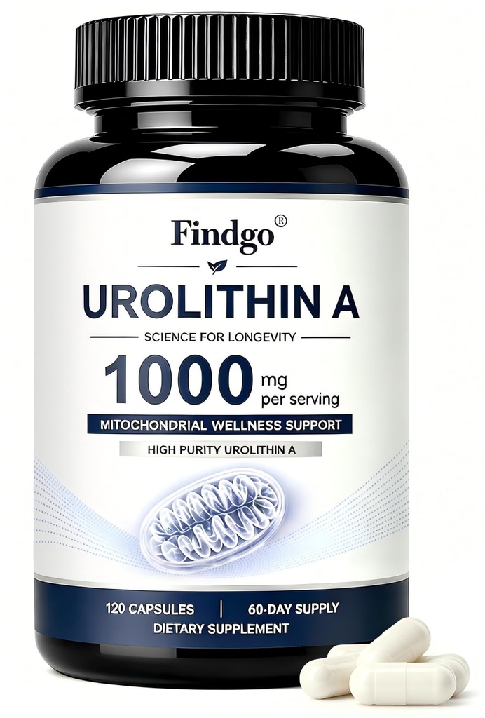 Urolithin A 1000mg Capsules, Urolithin A Supplement for Mitochondrial Wellness, Cellular Energy, Muscle Function, Daily Vitality & Healthy Aging Support, Vegan Non-GMO, Gluten Free, 60-Day Supply