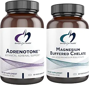 Designs für Gesundheit Magnesium + Adrenal Support Duo - Magnesium Buffered Chelate + Adrenotone Adaptogenic Kräuter und Nährstoffe (2 Produkt-Set)