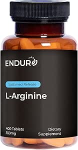 Endur L-Arginin, Healthy Blood Flow & Heart Function Supplement, unterstützt Übung Leistung und Immungesundheit, Glutenfrei, 350mg (400 Tabletten)