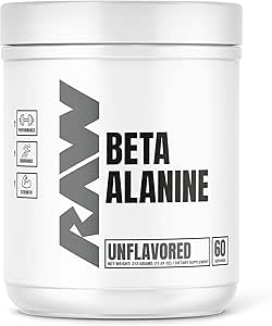 RAW Beta Alanine Powder, Unflavored (60 Servings) - Pre-Workout Powder for Men & Women - Beta Alanine Supplement for Workout Endurance - Preworkout Beta Alanine Powder for Reduced Muscular Fatigue
