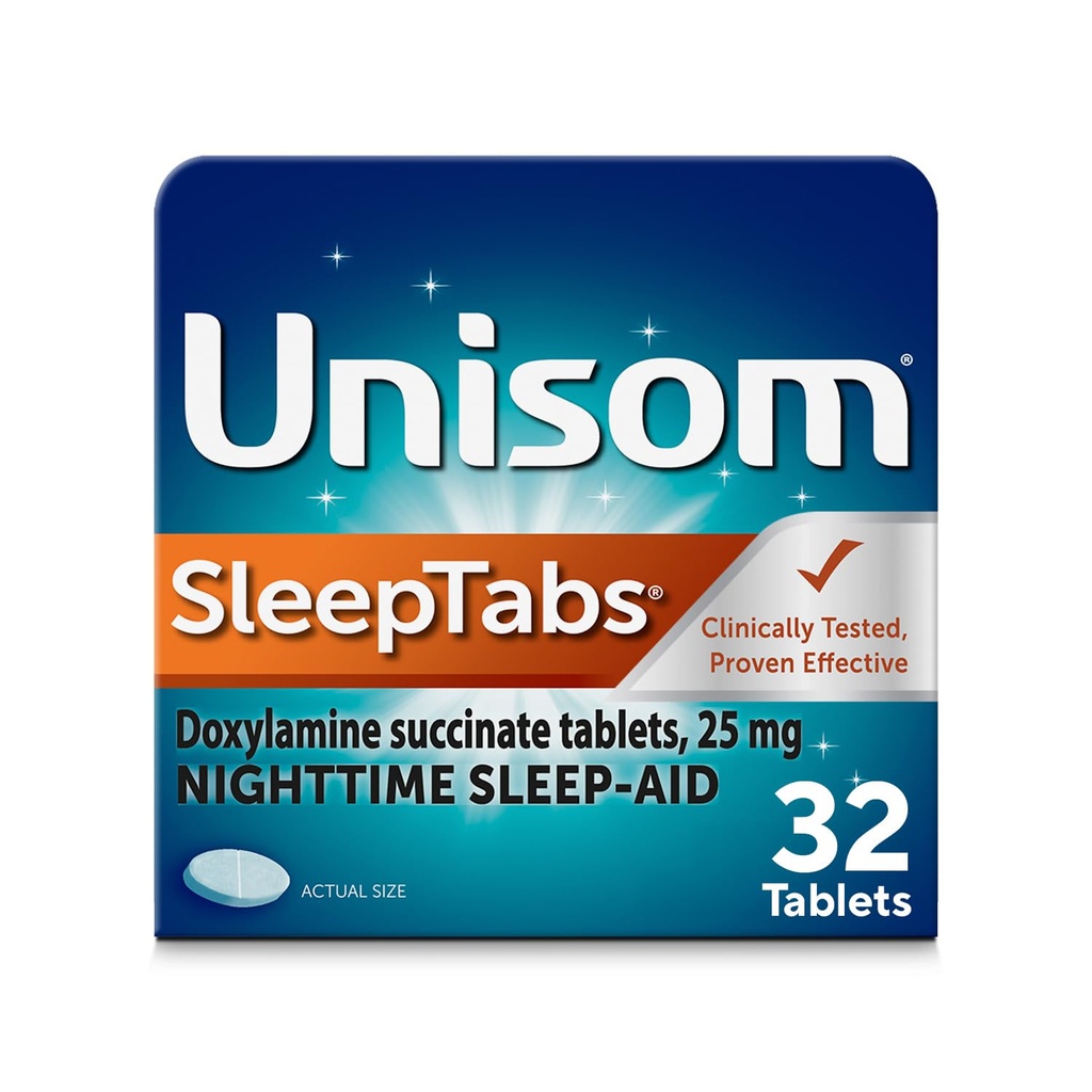 Unisom SleepTabs, Nachtzeit Schlafhilfe, Doxylamine Succinate, 32 Tabletten