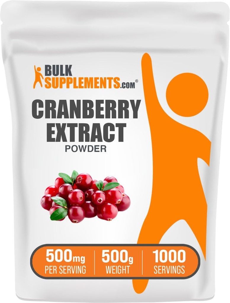 BulkSupplements.com Cranberry Extract Powder - Cranberry Flavoring Powder, Sourced from Vaccinium Macrocarpon Fruit - Vegan & Gluten Free, 500mg pro Servierung, 500g (1.1 lbs) (Pack von 1)