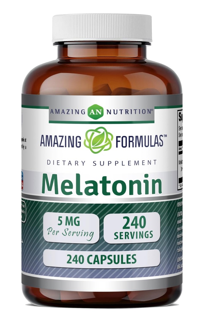 Erstaunliche Formeln Melatonin Ergänzung | 5 Mg Pro Servieren | 240 Kapseln | Non-GMO | Gluten Free | Made in USA