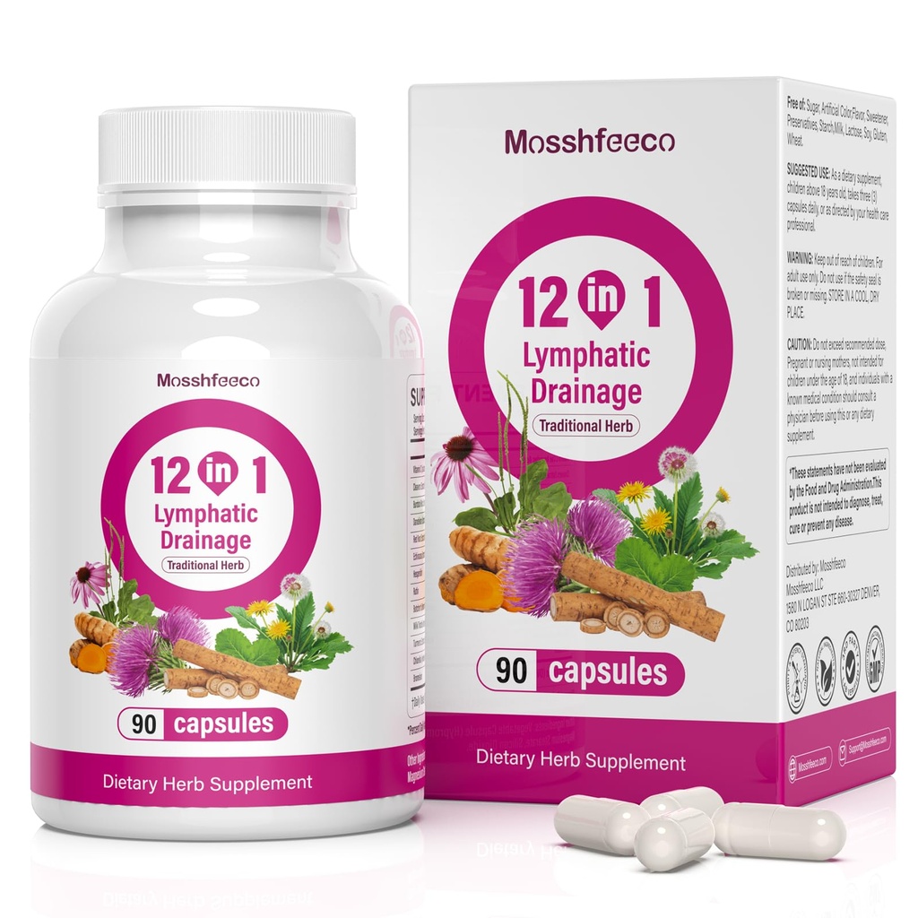 Lymphatic Support Supplement - Lymphatic Drainage Herbal Formula with Burdock Root, Dandelion Root, Milk Thistle & Echinacea, Lymph System Support, for Daily Wellness (30.0)