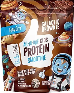 FlavCity All-in-One Protein Smoothie für Kinder (Galactic Brownie) - Grass-Fed & Undenatured Whey Protein Powder mit 15g Protein & 5g Collagen - Gluten-Free & Non-GMO - 15 Portionen