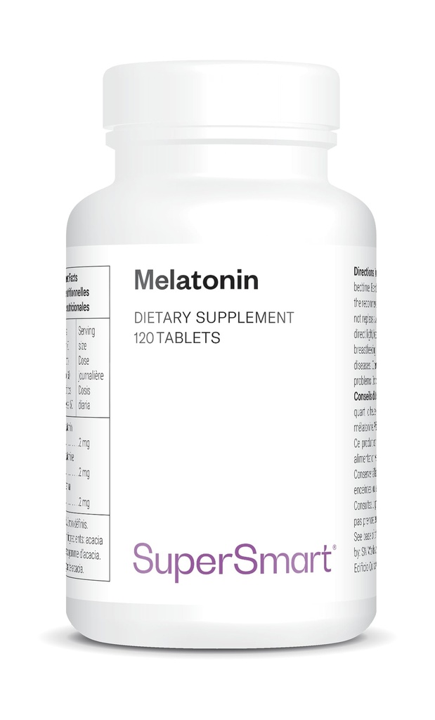 Supersmart - Melatonin 2mg per Day (99% Purity) - High Strength Melatonin Supplement - Natural Sleep Aid | Non-GMO - Sugar & Gluten Free - 120 Tablets