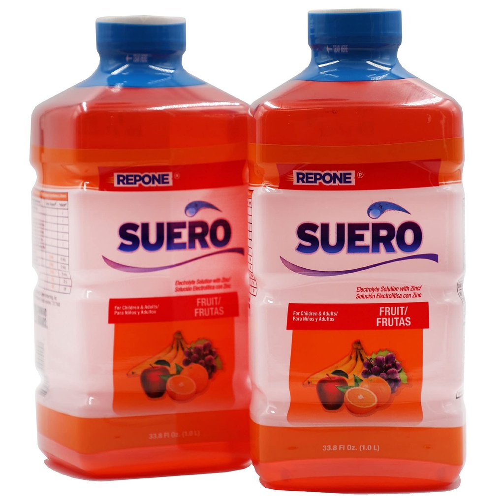 SUERO Electrolyte Solution with Zinc, Rehydrates, Fruit Flavor, 2-Pack of 33.8 Fl Oz, 2 Bottles