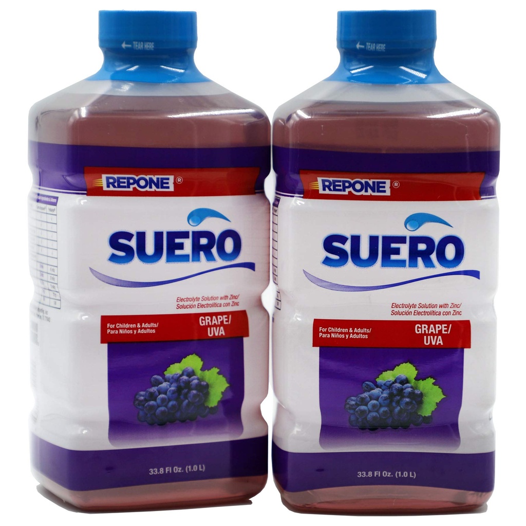 SUERO Electrolyte Solution with Zinc, Grape Flavor, 33.8 Fl Oz, 2-Pack
