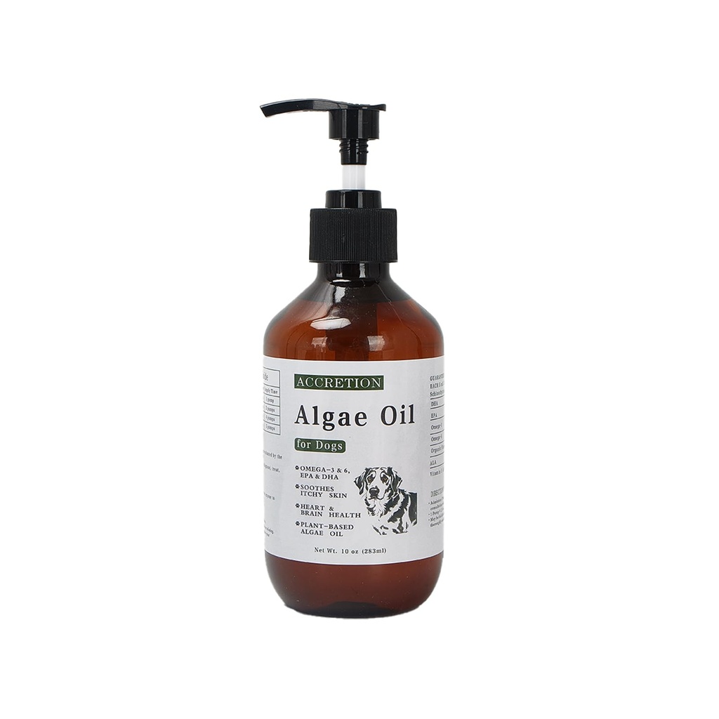 Algae Oil for Dogs – Omega 3 EPA DHA from Microalgae – Skin, Coat, Joint, Heart, Brain & Immune Support – 10 oz Pump Bottle – No Fish Breath, Vegan