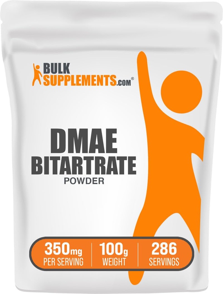 BulkSupplements.com DMAE Bitartrate Powder - Dimethylaminoethanol Bitartrate, DMAE Supplement - Unflavored & Glutenfrei, 350mg pro Servierung, 100g (3,5 oz) (Pack von 1)