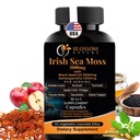 10-in-1 Irish Sea Moss Veggie Caps 3000mg Black Seed Oil Ashwagandha Bladderwrack Burdock Turmeric Apple Cider Vinegar Manuka Honey Dandelion Black Pepper - Made in US(Veggie Caps, Unflavored)