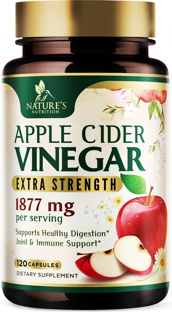 Apfelessig Kapseln 1877mg - Extra Strength Detox & Cleanse mit Vitamin D & Zink - Premium ACV Pillen mit Joint Natural Digestion & Immune Support - Vegetarische Ergänzung - 120 Kapseln