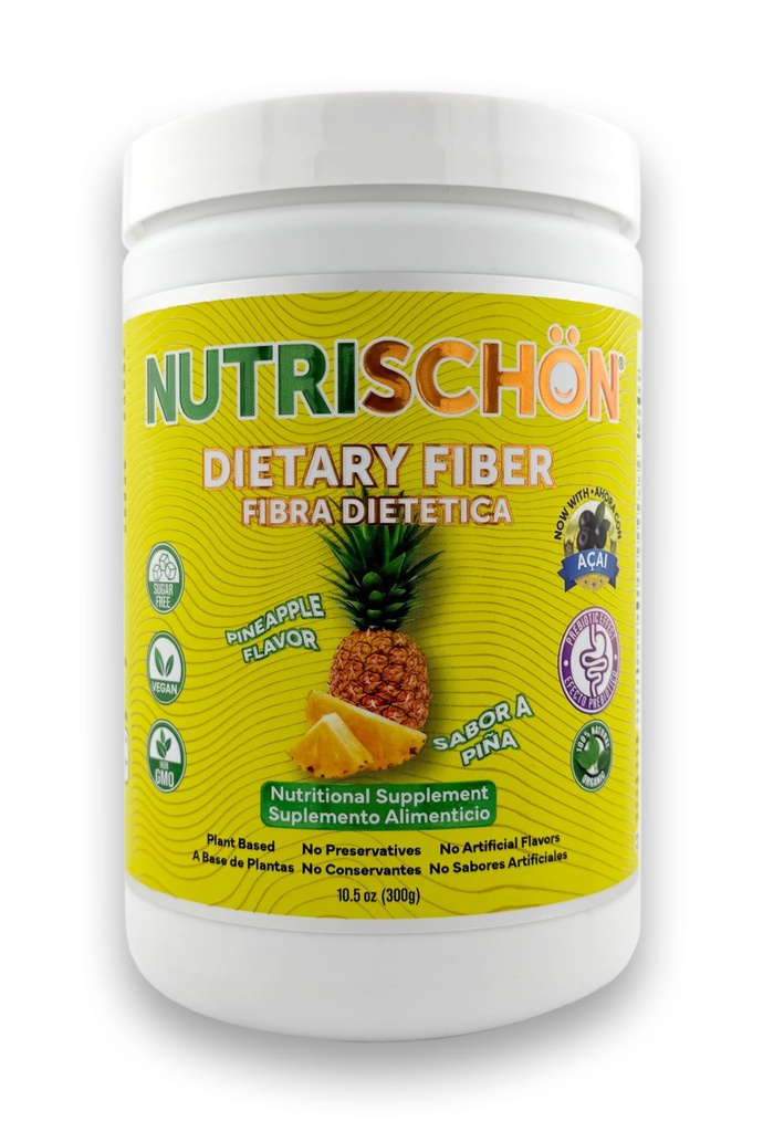 NUTRISCHON – Dietary Fiber Supplement – Relieves Constipation Naturally, Supports Gut Health & Regularity, with Added Açai, Sugar Free, Non-GMO – (10.5 oz, Pineapple)