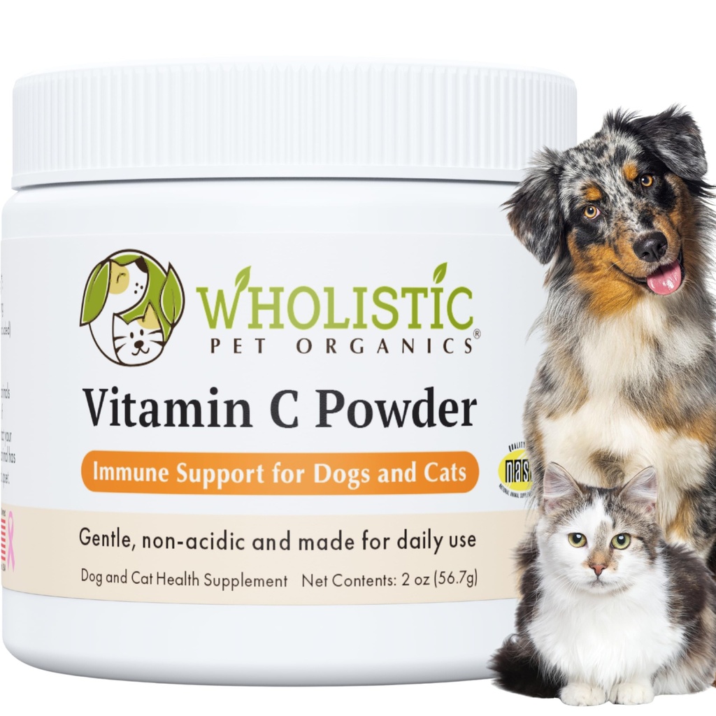 Wholistic Pet Organics Pure Ester-C Powder for Dogs - 2 Oz - Gesunde Alternative zu Hunde Allergy Chews - Vitamin C Supplement für Hunde Allergy Relief, Immununterstützung, Itch Relief für Hunde - Made in USA