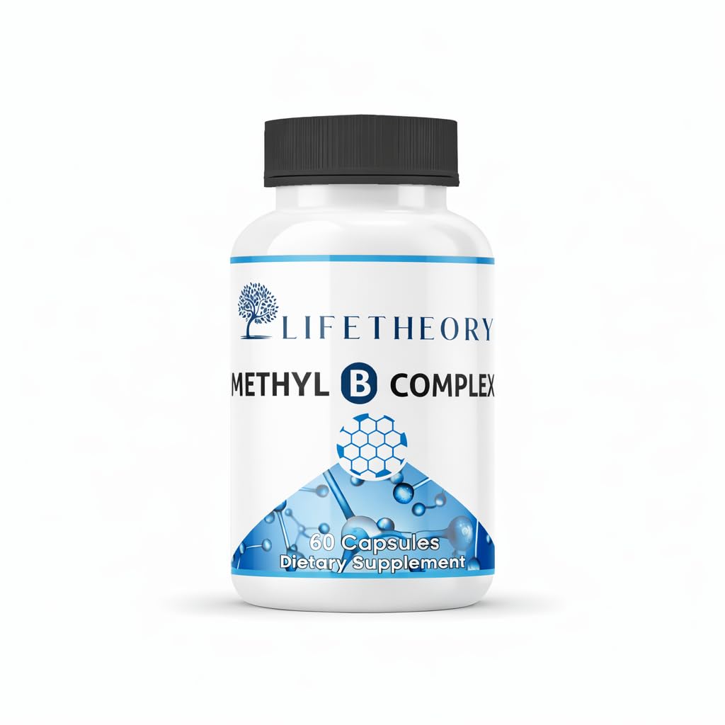 LIFETHEORY Methyl B Complex Supplement – 60 Vegetable Capsules with 5-MTHF Folate, Methylcobalamin B12, Vitamins B2 & B6
