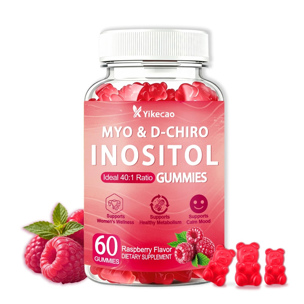 Myo-Inositol & D-Chiro Inositol Gummies, Raspberry Flavor