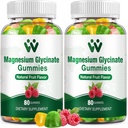 Magnesium Glycinate Gummies 400 - Magnesium-Zusatz für Schlaf,Stress & Muskel-Relief-Gummi-Kastanien für Erwachsene und Kinder mit Vitamin D, B6 Frucht Geschmack, Vegan, 2 Packungen
