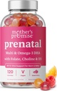 Pränatale Vitamin-Gummien mit DHA | Vegan Pränatale Vitamine für Frauen mit Omega 3, Methylfolat, Choline & D3, Prägnanz-Vitamine für Fetale Entwicklung | Gummy Multivitamin Supplement, 120 Count