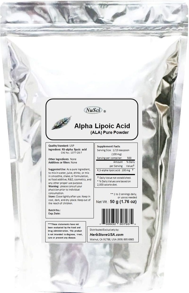 Reines ALA RS- Alpha-Liposäure-Pulver (50 Gramm (1,76 oz))