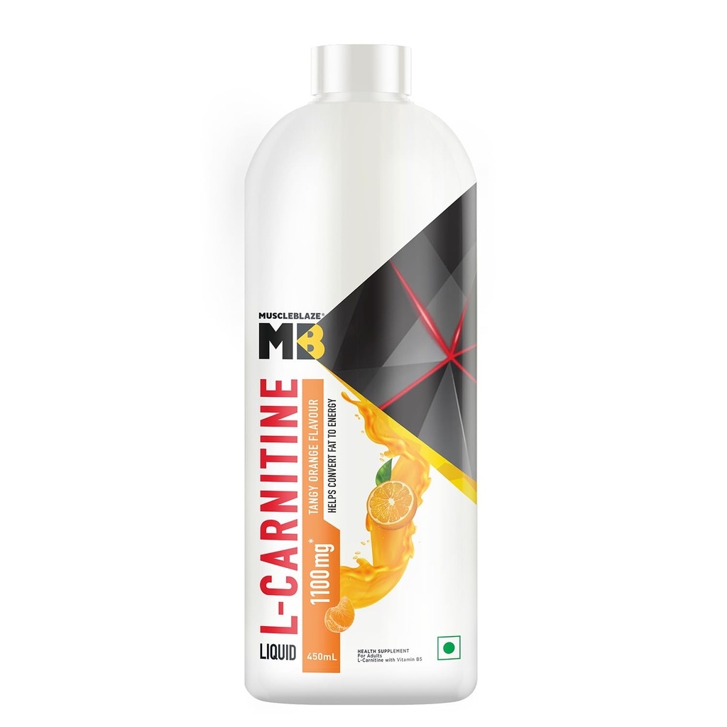MuscleBlaze Liquid L-Carnitine 1100mg, Tangy Orange, 450ml
