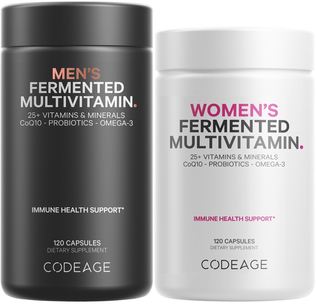 Codeage Daily Multivitamin Bundle: Women's & Men's Multivitamins, B-Vitamins, Probiotics, Food-Based Blends, 120 Kapseln pro Flasche