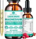 Magnesium Glycinat 500mg, Calm Magnesium Glycinat, Citrat mit Vitamin D3 K2 B6 Ashwagandha, L-Theanin, Chelate Magnesium Complex Supplement Flüssige Tropfen für Immunschlaf Knochen Mood Nerve Gesundheit
