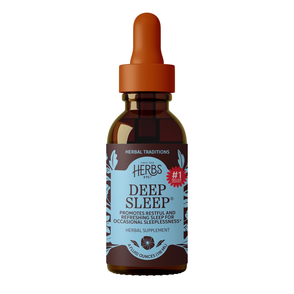 Kräuter Etc. Deep Sleep Classic Liquid Extract - Kräuter-Ergänzung für natürliche und gesunde Schlaf-Unterstützung - Restvolle Schlaf-Ergänzung mit Passionflower, Kamille & Zitronenbalsam - 4 fl oz (157 Servierungen)