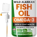 Omega 3 Fischöl für Hunde & Katzen - Hergestellt mit Wild Alaskan Lachsöl; Flüssige Fischöl-Ergänzung für Haustiere mit Omega 3 EPA+DHA Fettsäuren; Real Zutaten, Real Taste — Trusted by Vets!
