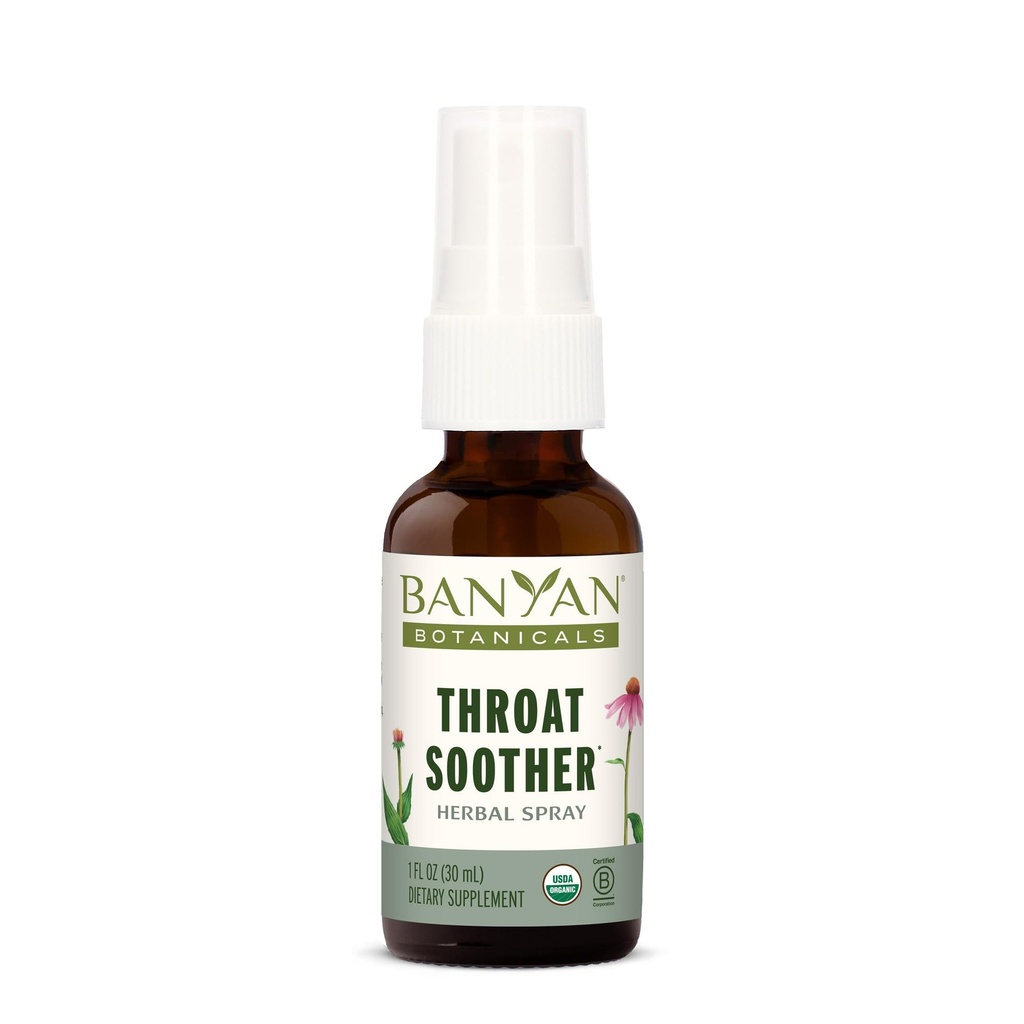 Banyan Botanicals Throat Soother Herbal Spray – Organic Herbal Throat Spray - mit Echinacea Wurzel für Throat Komfort und Immununterstützung* – 1 fl oz. – Non-GMO Sustainable Sourced Vegetarian