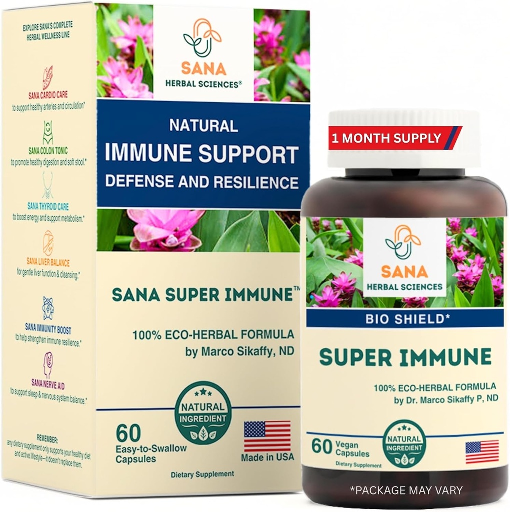 Super Immune – Echinacea Goldenseal Rose HIPS & Vitamin C Kapseln für Immununterstützung und Verteidigung | 60 Kapseln | von Dr. Marco Sikaffy | Sana Herbal Sc