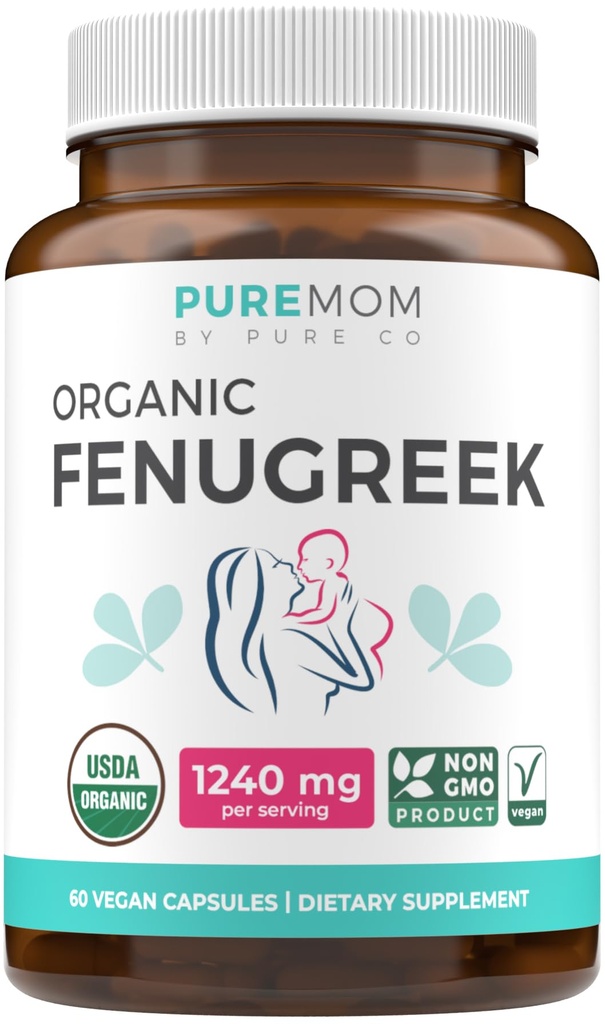 USDA Organic Fenugreek Capsules für Damen - Effektive Lactation Ergänzung für erhöhte Brustmilchversorgung - Herbale Stillunterstützung für Mütter - Glutenfrei - 60 Vegan Capsules (Keine Pillen)