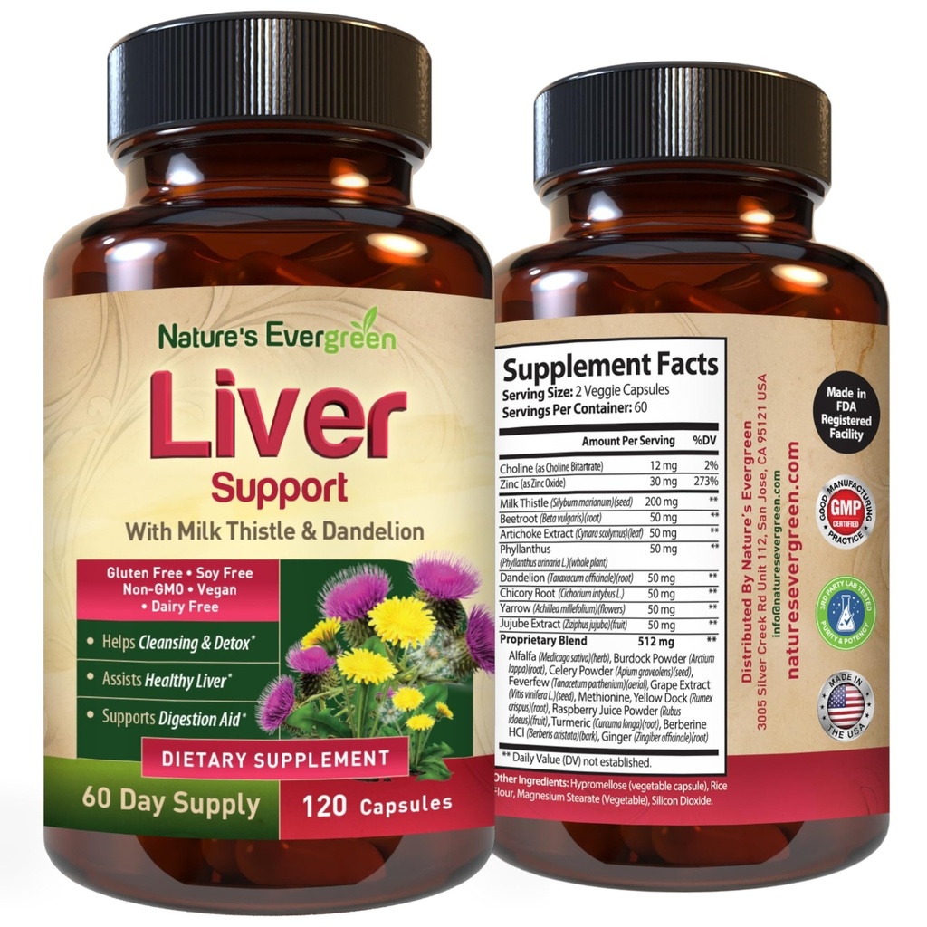 Liver Cleanse Detox & Repair | Herbal Liver Support Supplement w/ 20+ Liver Health Nährstoffe, Milchdistel, Turmeric, Ginger, Dandelion, Zink, Artichoke &amp; mehr für Optimal Liver Support | 120 Kapseln