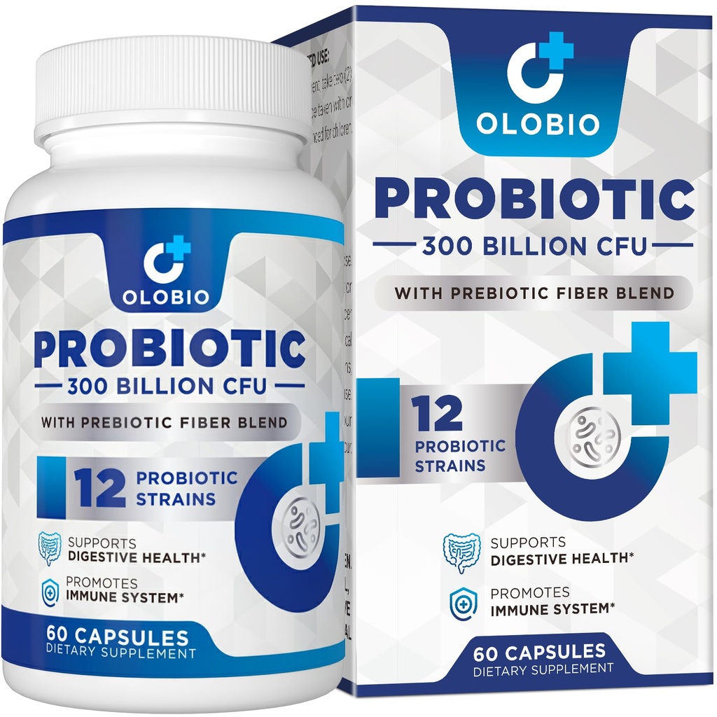 300 Billion CFU Probiotic, 12 Strains mit 3 Bio-Präbiotika, Probiotika für Frauen und Männer, Tägliche Ergänzung für Verdauungs-, Immun-, Gut & Bloating Gesundheit, Regal stabil, Vegan, 60 Zähler