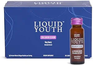 Liquid Collagen Elixir Shot für Damen und Herren - Premium Liquid Marine Collagen für Haarwachstum, Haut, Nagel, Knochen & Gelenke Gesundheit - Reisen-Freundly (Sehr Berry, 10 Portionen pro Box)