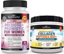 BioSchwartz Hydrolysiertes Collagen Peptides Powder (40+ Servierungen) Plus Präbiotika und Probiotika mit Verdauungsenzymen für Frauen (1 Monat Versorgung)