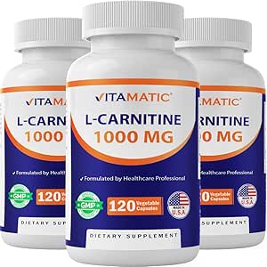 Vitamatic L-Carnitin Fumarate 1000 mg - 120 Gemüsekapseln (3 Flaschen)