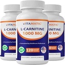 Vitamatic L-Carnitin Fumarate 1000 mg - 120 Gemüsekapseln (3 Flaschen)